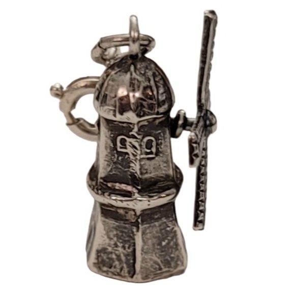 800 Silver Round Spring Clasp Articulated Windmill Charm E328 - Picture 5 of 9